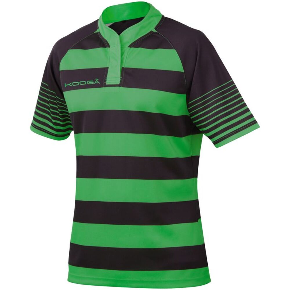 KooGa Childrens/Kids Boys Junior Touchline Hooped Match Rugby Shirt / Black / Em